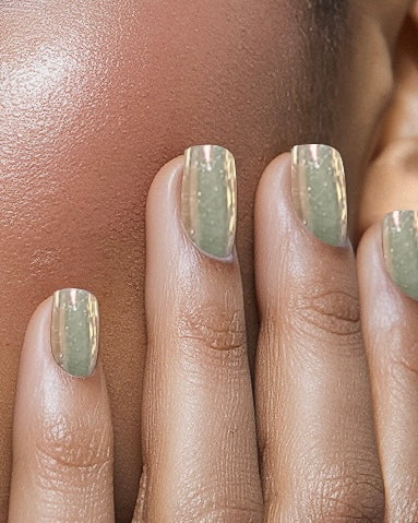 Silver Glitter Extra Short Square