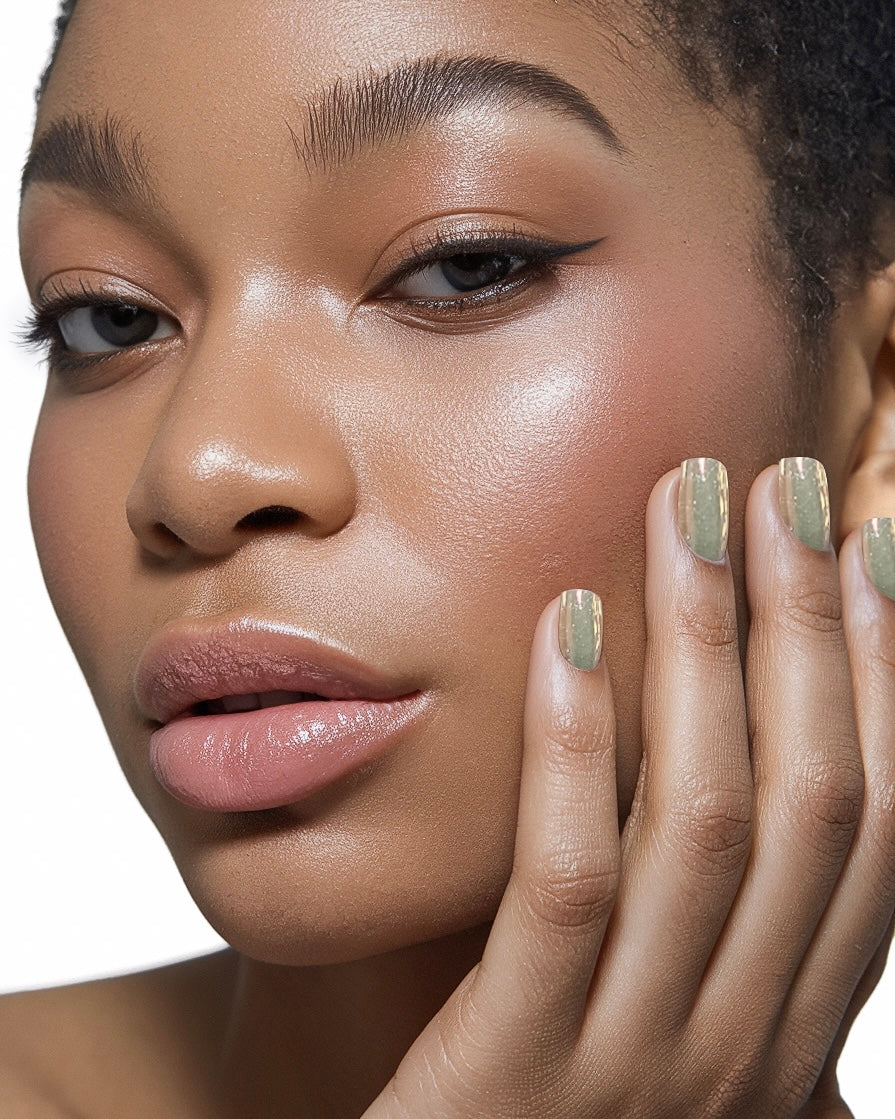 Silver Glitter Extra Short Square