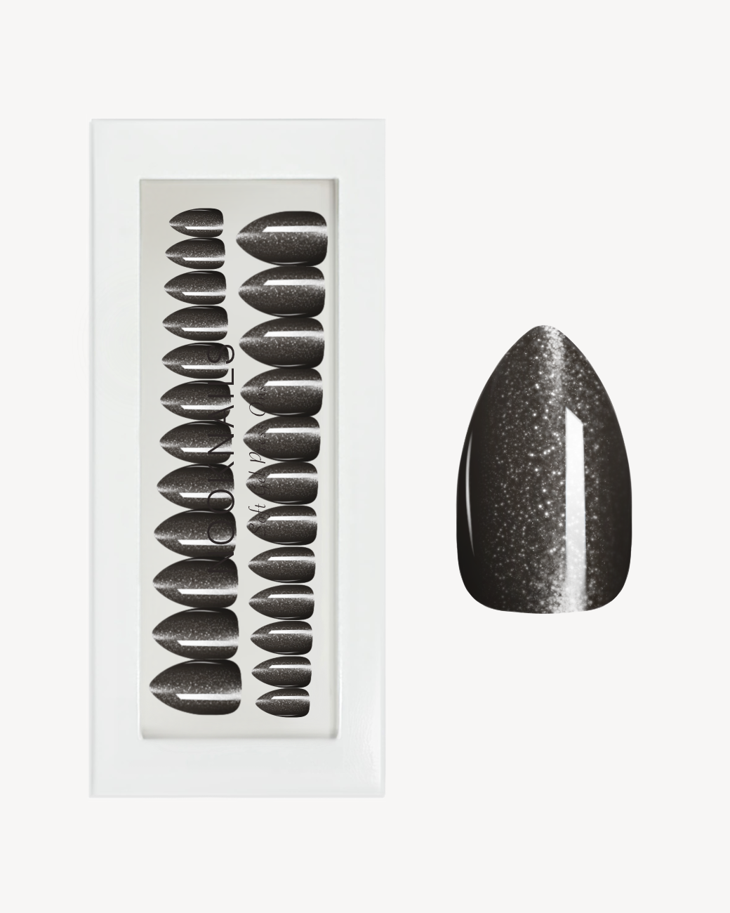 Black Glitter Short Almond