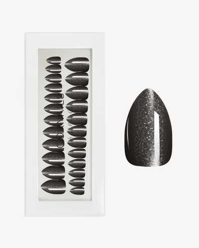 Black Glitter Short Almond